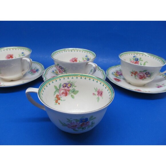Johnson Brothers Old Staffordshire Malvern Tea cups and Saucers 3 Sets extra cup - Picture 9 of 16